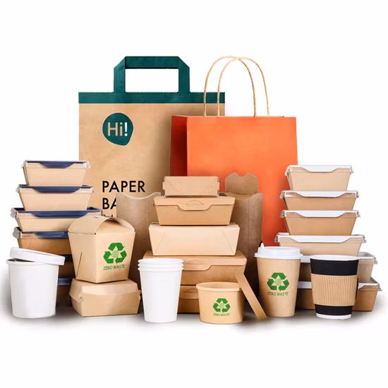 Conteneur de boîte à déjeuner à emporter imprimé personnalisé/bol à soupe à salade/boîtes d'emballage alimentaire en papier Kraft