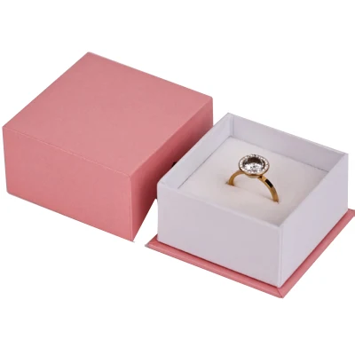 En gros meilleur prix papier carton rigide rose collier boucle d'oreille bague boîte pour bijoux