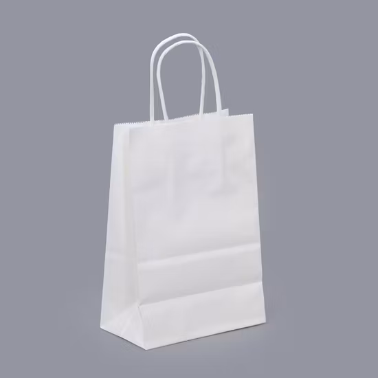 Papier cadeau/Paper Shopping/Marron/Blanc/Café/Sac cadeau/Emballage alimentaire/Sos/Découpé/Poignée torsadée/Poignée plate/Papier kraft/Feuille d'aluminium à fond pointu/Sac en papier